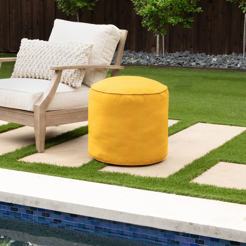 Sorra Home Sunbrella Outdoor Bean Pouf - 20 in W x 20 in D x 18 in H - Yellow