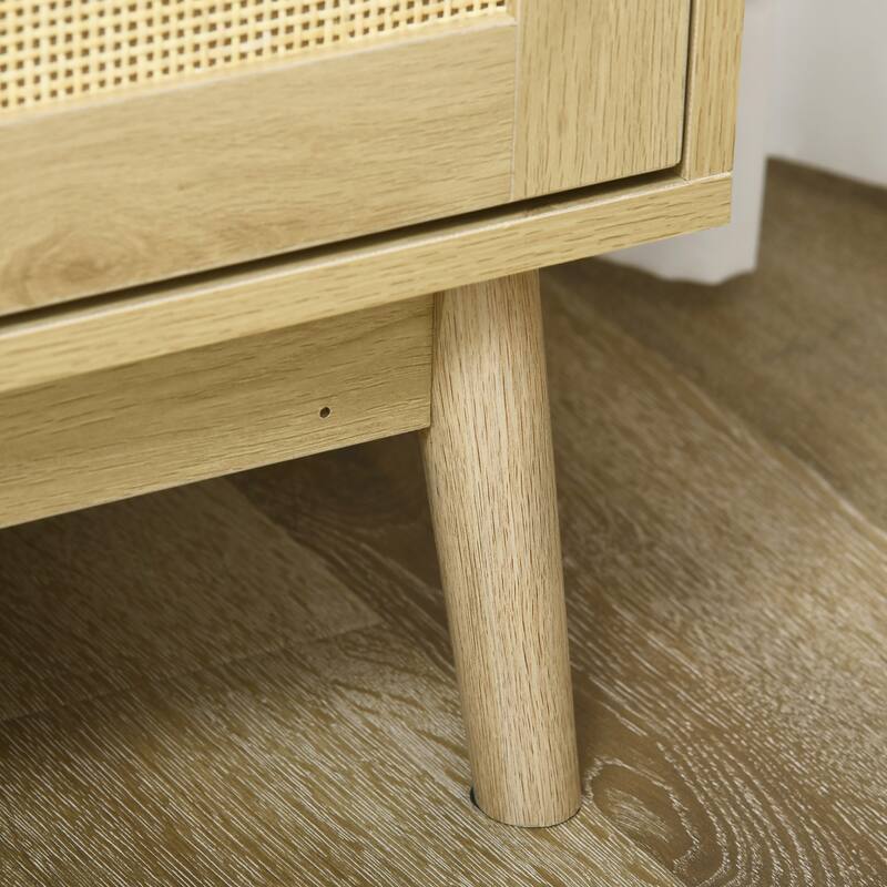 Sideboard Buffet Cabinet with Rattan Doors for Kitchen, Dining Room, Living Room, Natural