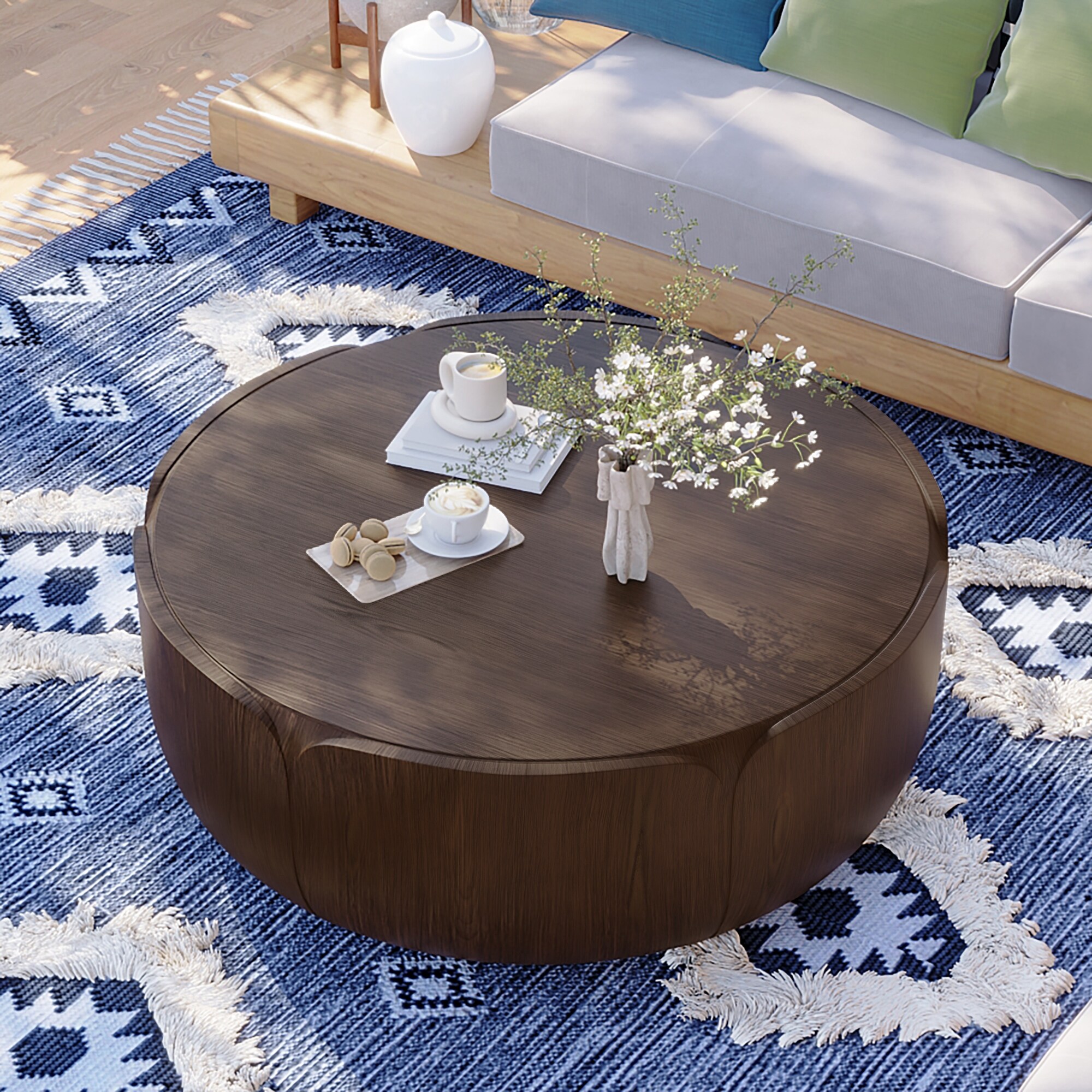 GDFStudio Evandor Tulip-Shaped Magnesium Oxide Coffee Table for