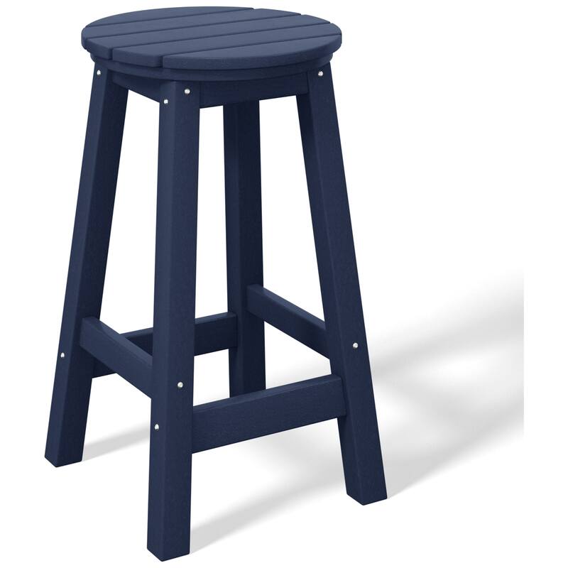 Laguna Hdpe All Weather Outdoor Patio 24" Round Counter Stool - Navy Blue