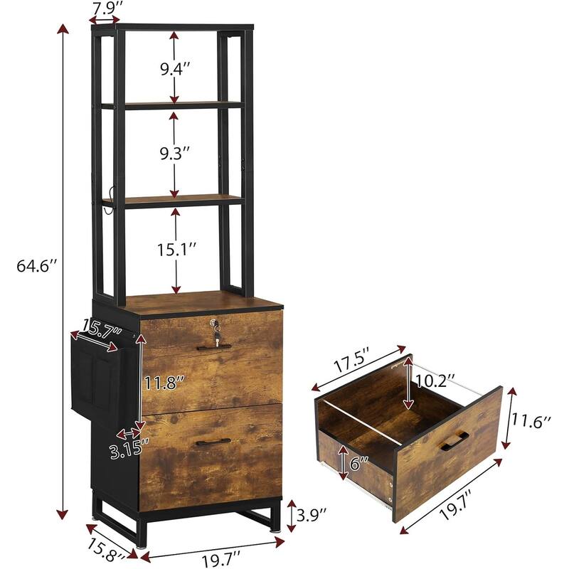 File Cabinet 2 Drawer Lock Filing Cabinet Printer Stand Bookshelves