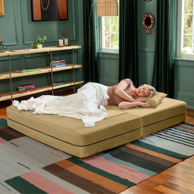 Jaxx Zipline Convertible Queen-size Sleeper Loveseat and Ottoman Set