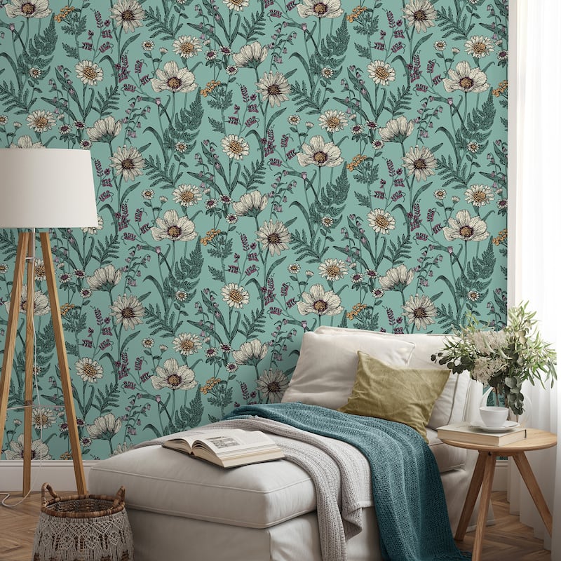 Fine Decor Arden Blue Wild Meadow Wallpaper