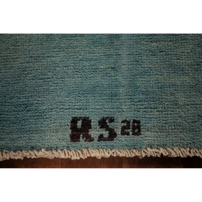 Blue Contemporary Gabbeh Oriental Foyer Rug Handmade Wool Carpet - 3'4" x 5'0"