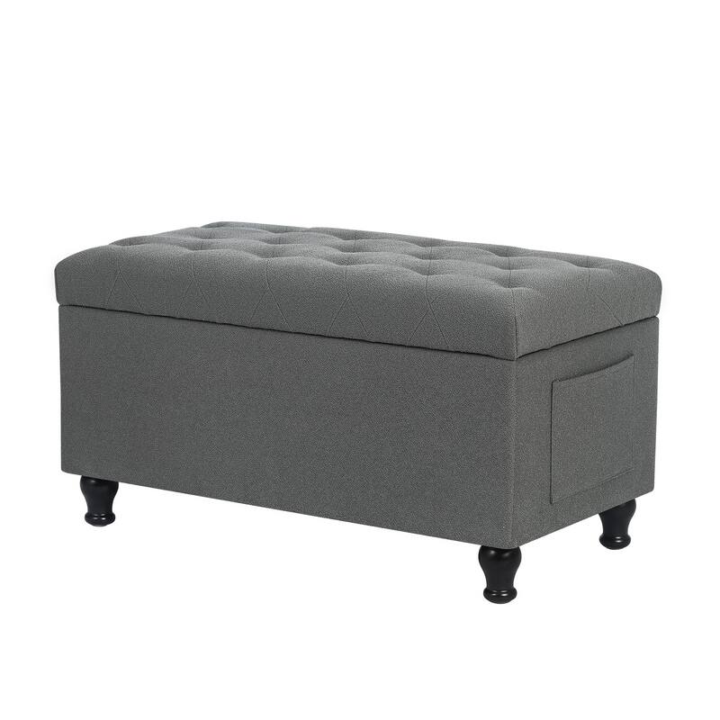 Adeco Tufted Storage Ottoman Bench for Living Room Bedroom