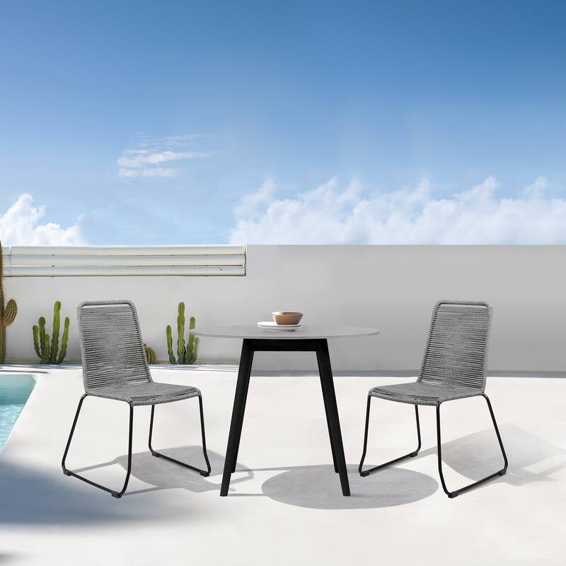 Shasta Metal and Rope Outdoor Patio Stackable Dining Chairs - Set of 2