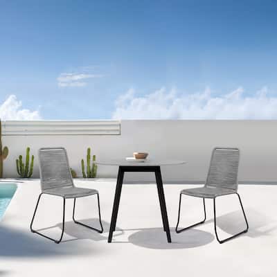 Shasta Metal and Rope Outdoor Patio Stackable Dining Chairs - Set of 2