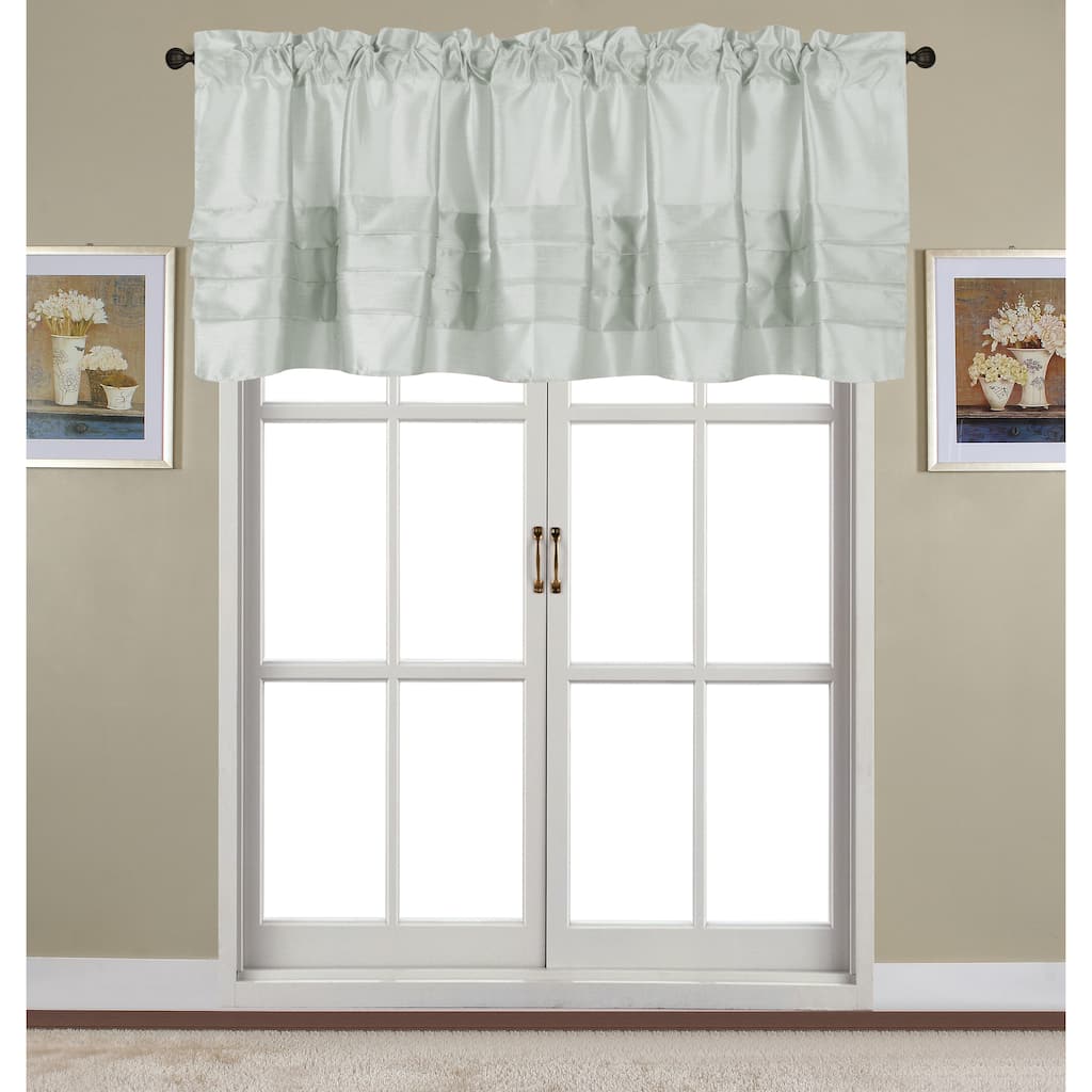 Nancy Faux Silk Pleated Rod Pocket Valance - 54 x 18 in. - 54 x 18 in.