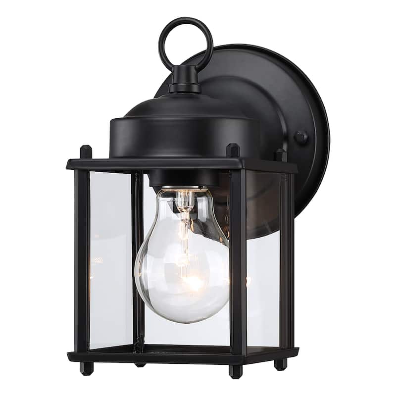 2-pack 1-Light Outdoor Wall Light with Matte Finish and Clear Glass Shade