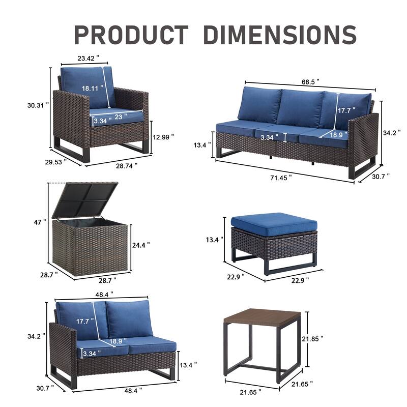 Gymojoy 9-11 Person All-Weather Wicker Outdoor Conversation Set Seating Group With lounge Chairs And Ottomans