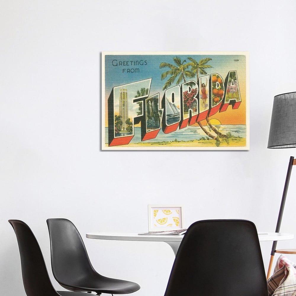 iCanvas "Greetings from Florida v2" by Wild Apple Portfolio Canvas Print