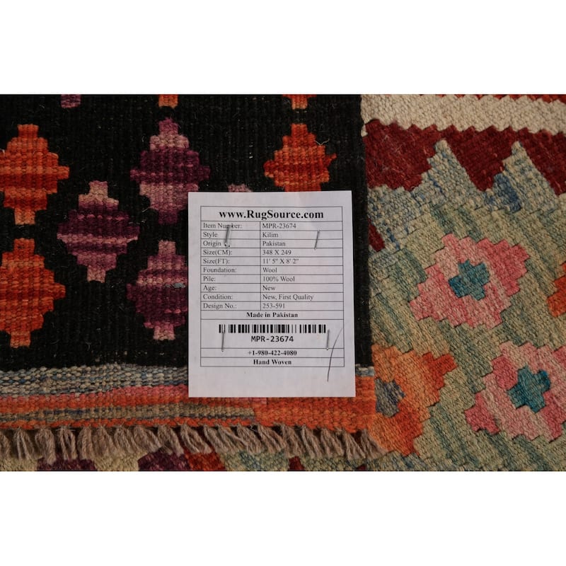 South Western Style Kilim Oriental Area Rug Hand-Woven Wool Carpet - 8'2"x 11'5"