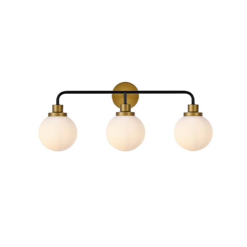 Elegant Lighting LD7034W28 Hanson 3 Light 28" Wide Vanity Light - Black / Brass / Frosted