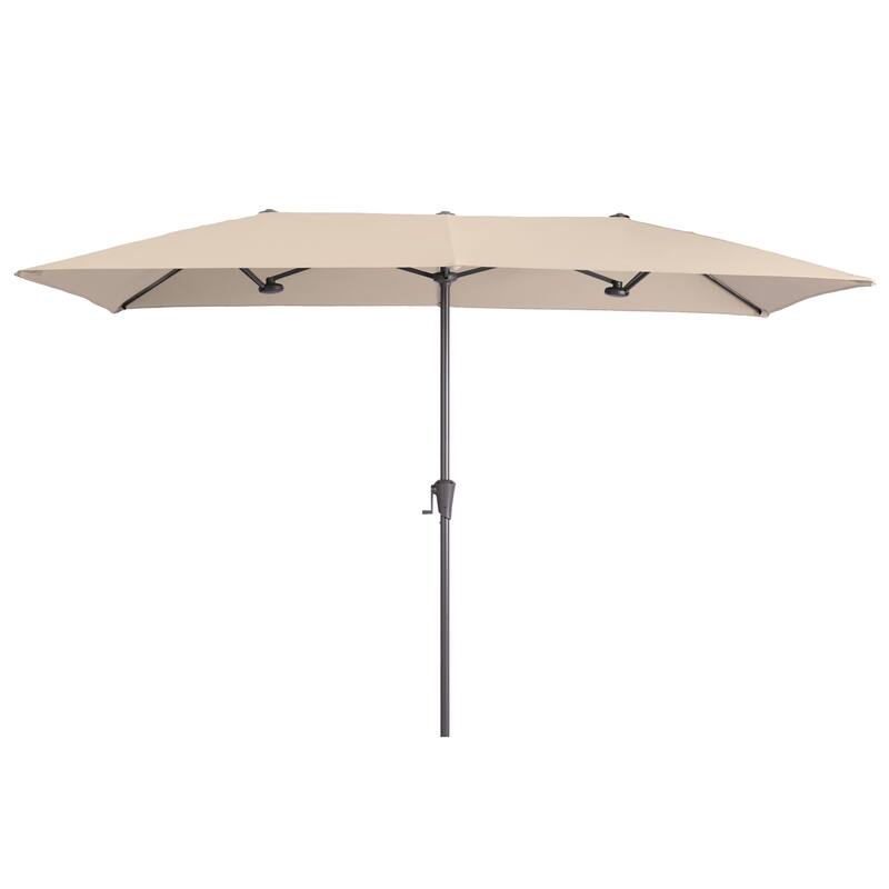 LIVOOSUN 11x7/10x6.5Ft Large Double-Sided Rectangular Outdoor Patio Market Umbrella with Crank, Gray