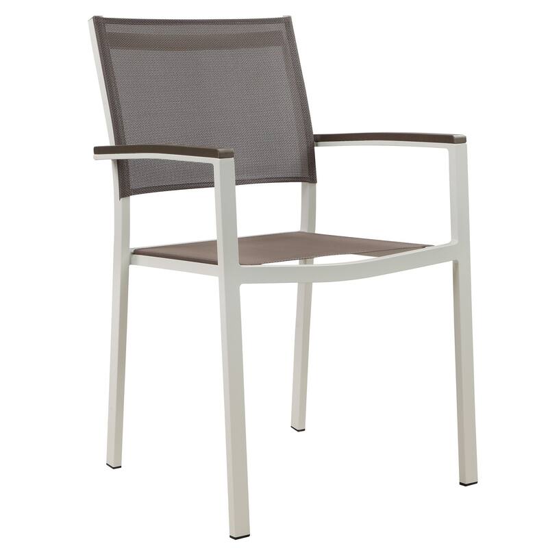 Fifi 21 Inch Set of 6 Dining Chairs, Aluminum Frame, Gray Textilene Fabric - Grey