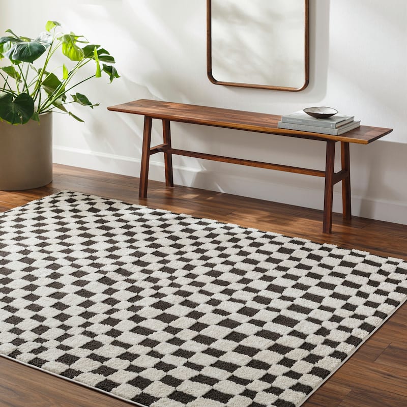 Livabliss Freud Optical Illusion Checkered Area Rug - 9' 2" x 12' - Cream/Black