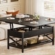 preview thumbnail 23 of 27, Lift Top Coffee Table with LED Lights and USB Port, Modern Farmhouse Convertible Dining Table Black