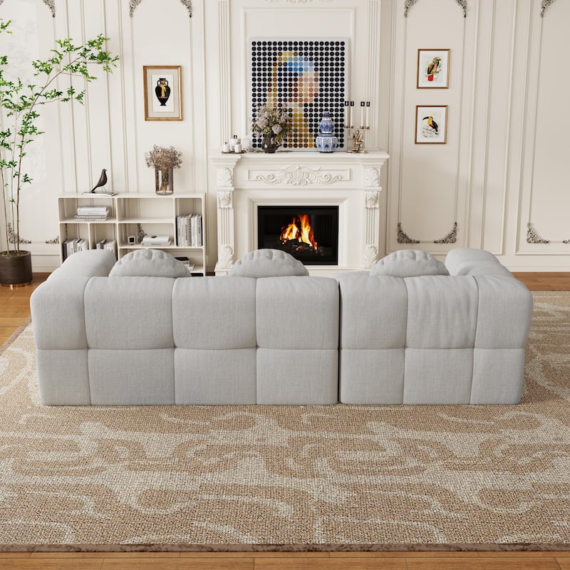 103" L-Shaped Chenille Sectional Sofa with Left Recliner & Pillows