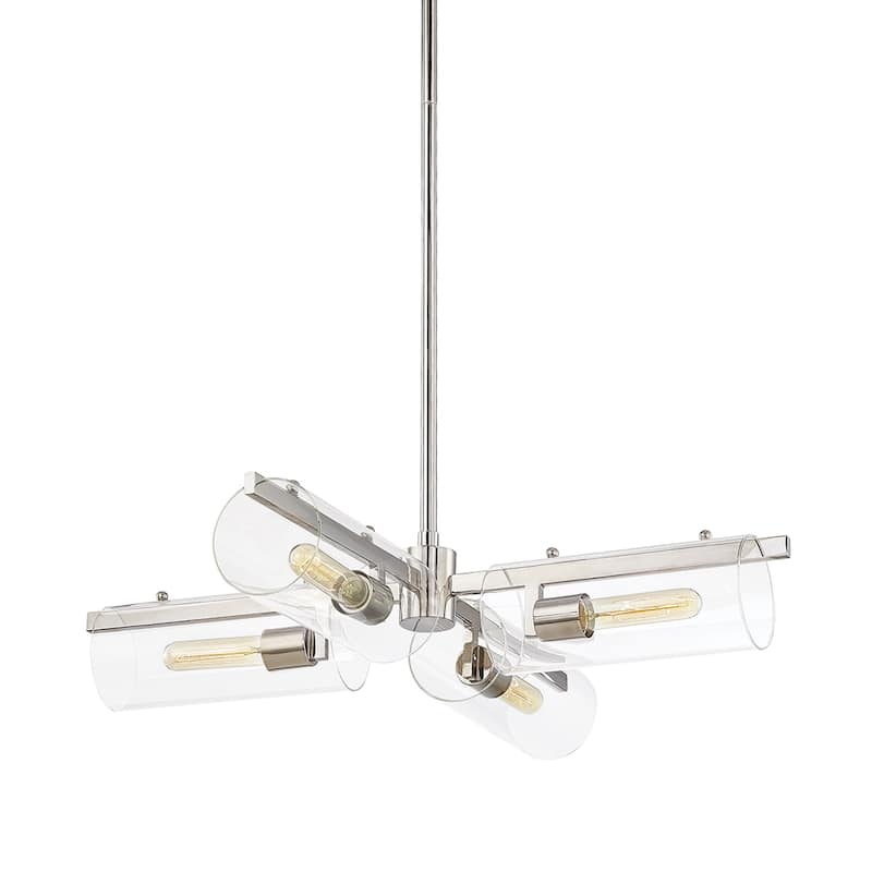 Mitzi by Hudson Valley Lighting Ariel 4-light Polished Nickel Chandelier, Clear Glass