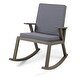 preview thumbnail 21 of 19, Champlain Outdoor Acacia Wood Rocking Chair with Water-Resistant Cushions by Christopher Knight Home grey finish + dark grey cushion