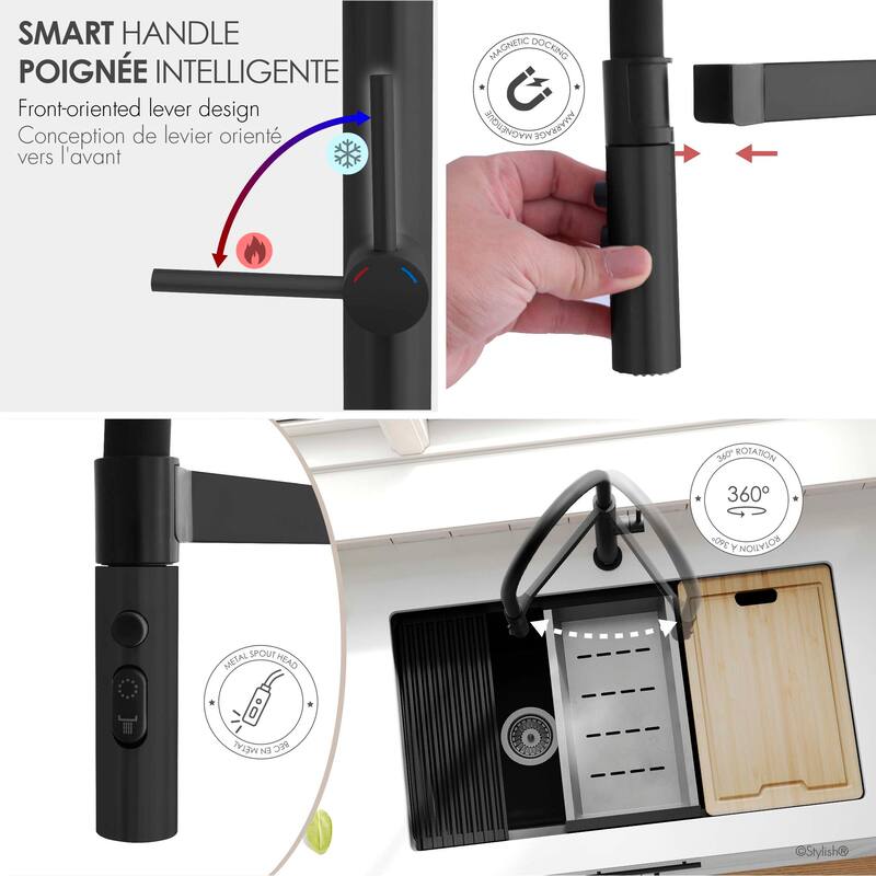 STYLISH Stainless Steel Single Handle Pull Out Dual Mode Kitchen Sink Faucet