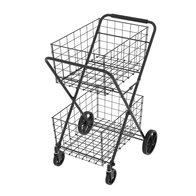 Extra Jumbo Shopping Cart,2 Layers Grocery Cart on Wheels