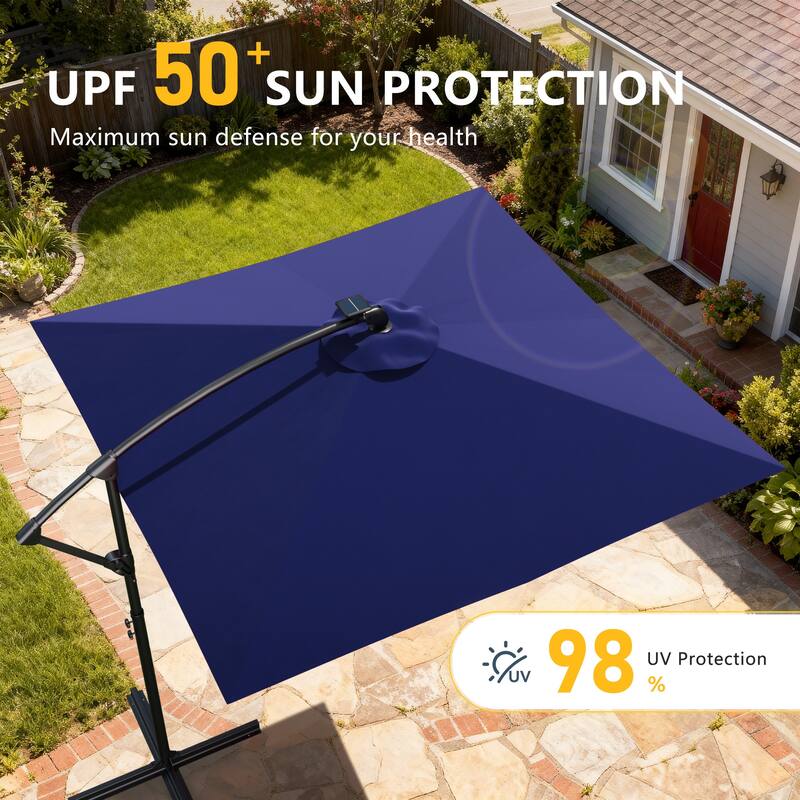 Outdoor 8.2x8.2FT LED lighted Patio Offset umbrella for Garden