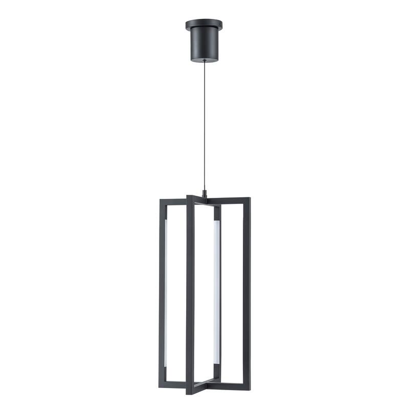 4-Light Modern Simple Black Geometric Rectangular Integrated LED Pendant Light - 11.81 in. W x 11.81 in. D x 24.80 in. H
