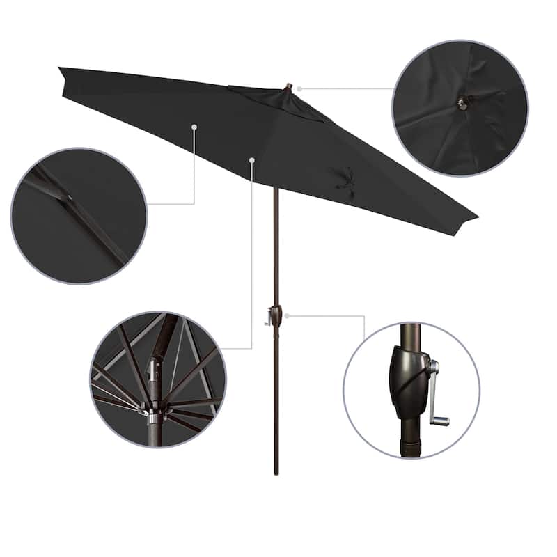 North Bend 9-foot Crank Open Auto-tilt Bronze Finish Patio Umbrella by Havenside Home (Base not included)