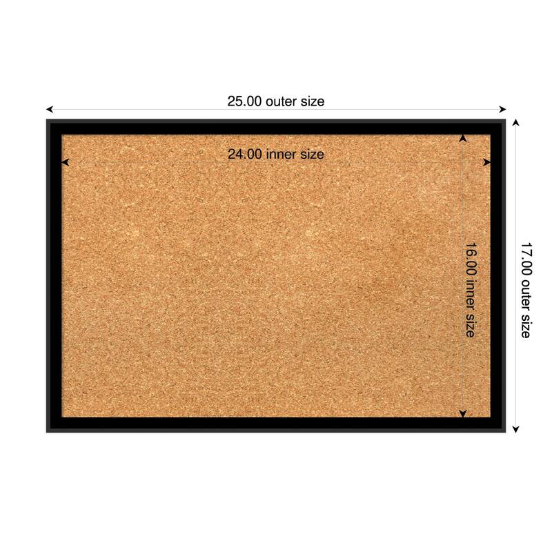 Incline Black Wood Framed Cork Board - Bulletin Board, Organization Board, Pin Board - Natural - 25 x 17 in