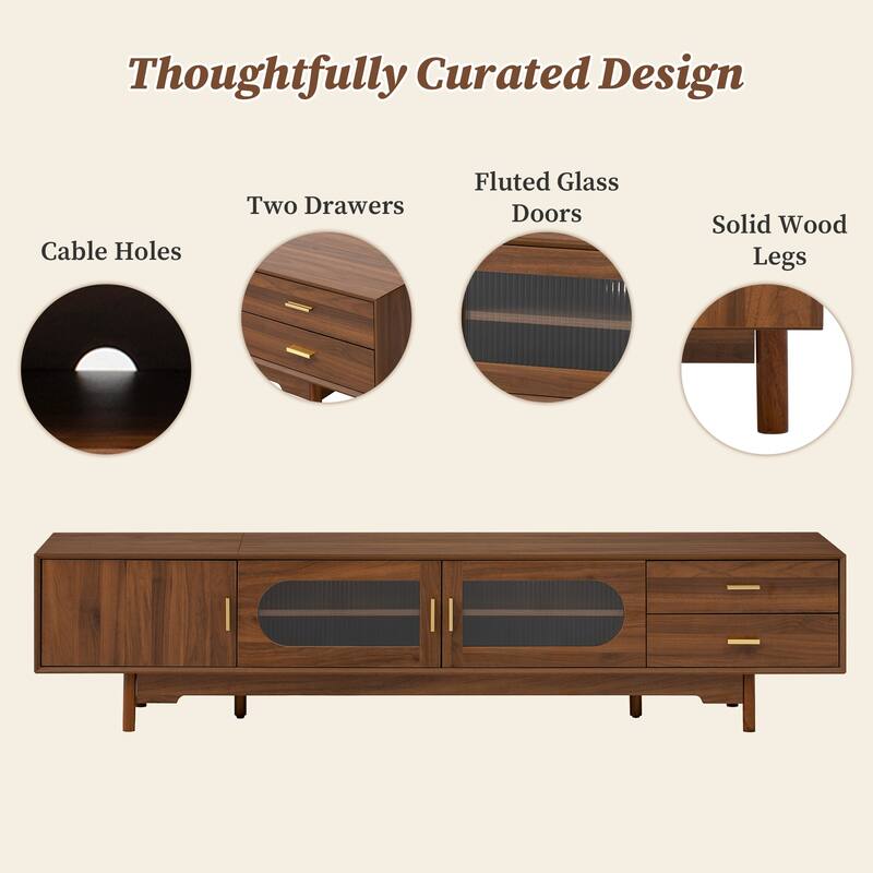 98.4" W Wall Unit Entertainment Center with Bookshelves for TVs up to 80", Modern TV Stand Media Console with Cabinets