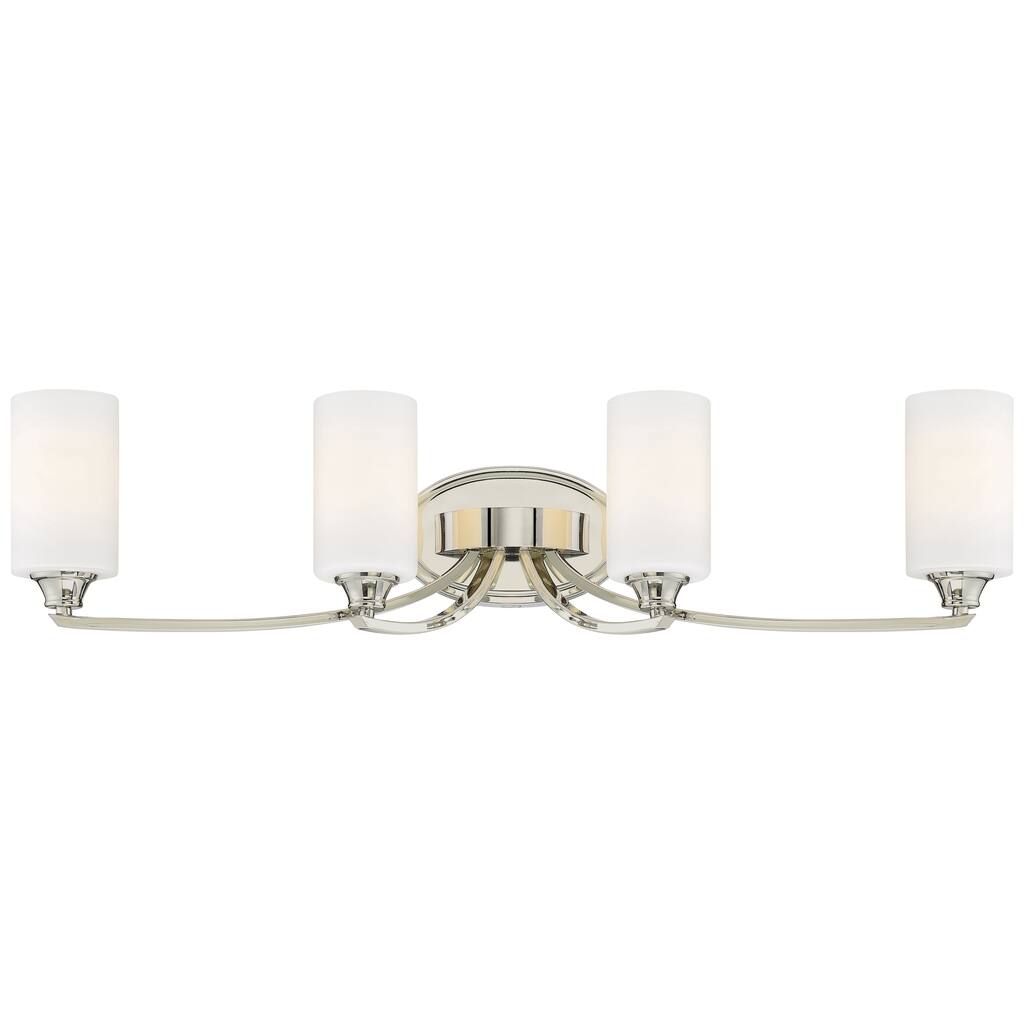 Lavery Tilbury Polished Nickel & Opal Glass 4 Light Bath Bar