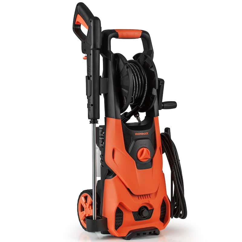 2150 PSI Electric Pressure Washer with Foam Cannon and 4 Connect Nozzles Hose Reel and Wheels