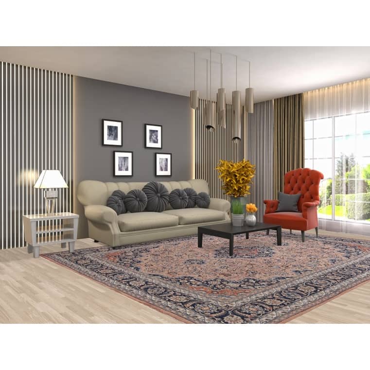 Traditional Mashad Persian Vintage Area Rug Hand-Knotted Wool Carpet - 8'4"x 11'2"