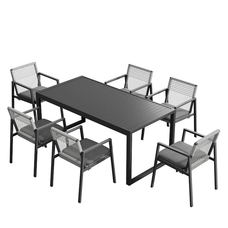 Christopher Knight Home - Martin Modern Outdoor 7 piece Dining set with Aluminum Table and Rope-woven chairs
