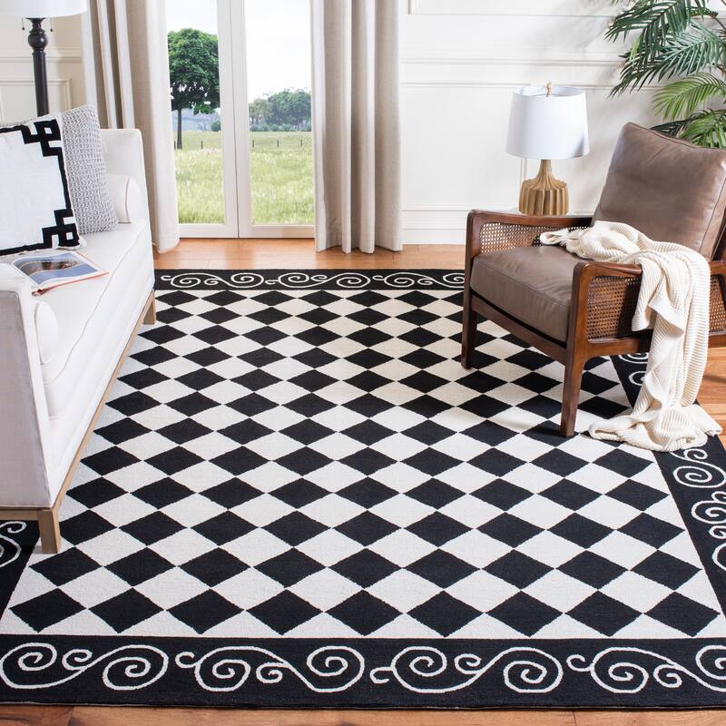 SAFAVIEH Handmade Chelsea Kamryn French Country Wool Rug - 8' x 10' - Black/Ivory