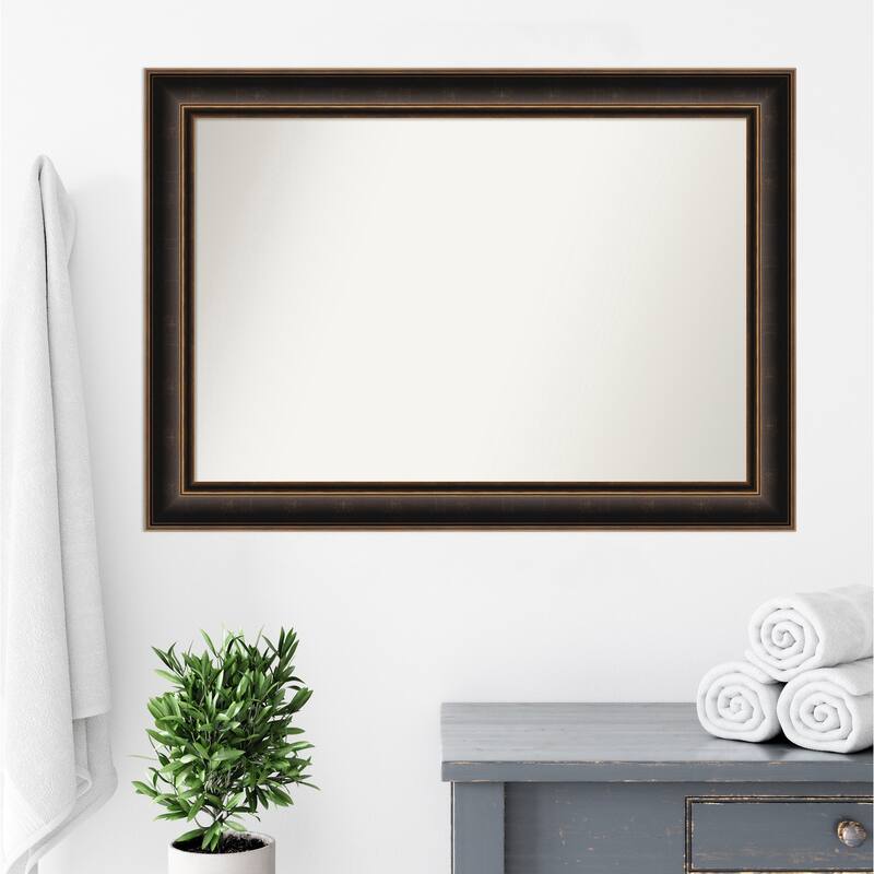 Villa Oil Rubbed Bronze Non-Beveled Wood Framed Bathroom Vanity Wall Mirror - Villa Oil Rubbed Bronze