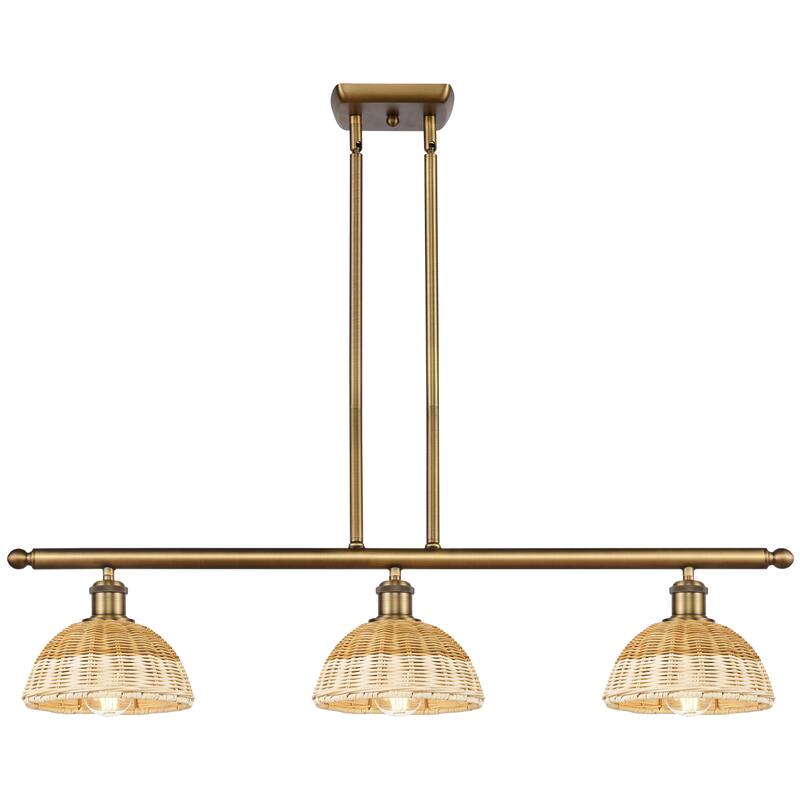 Innovations Lighting Endless Possibilities Ballston - Bristol Natural II - 3 Light 36" Stem Hung Island Light with 8" Shades - Brushed Brass