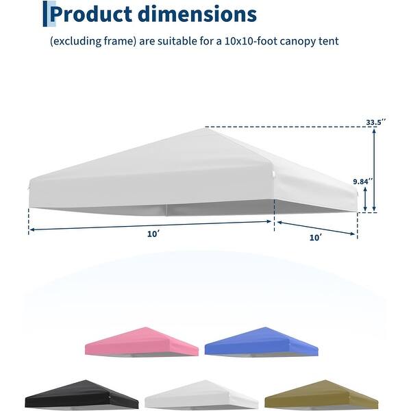dimension image slide 2 of 5, 10x10FT Canopy Replacement Top, Waterproof UV Resistant Tent Cover with Air Vent White