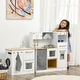 preview thumbnail 1 of 7, Qaba Kids Wooden Kitchen Playset with Sound Effects and Tons of Countertop Space, Wooden Corner Play Kitchen Set Kitchens - 2-4 Years