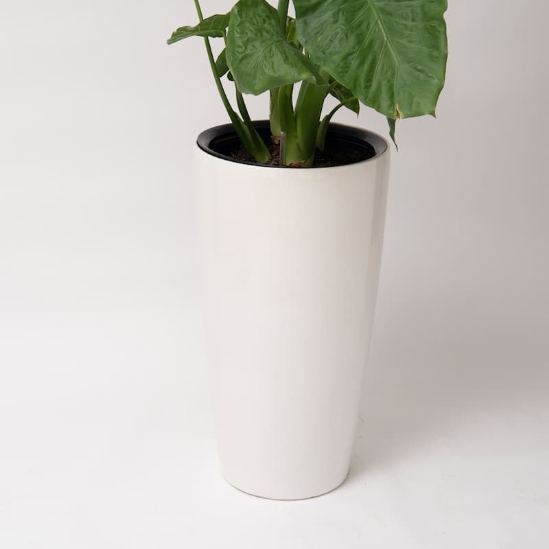 XBrand 29.5" H Plastic Self Watering Indoor Outdoor Tall Round Planter Pot, Decorative Gardening Pot, Home Décor Accent