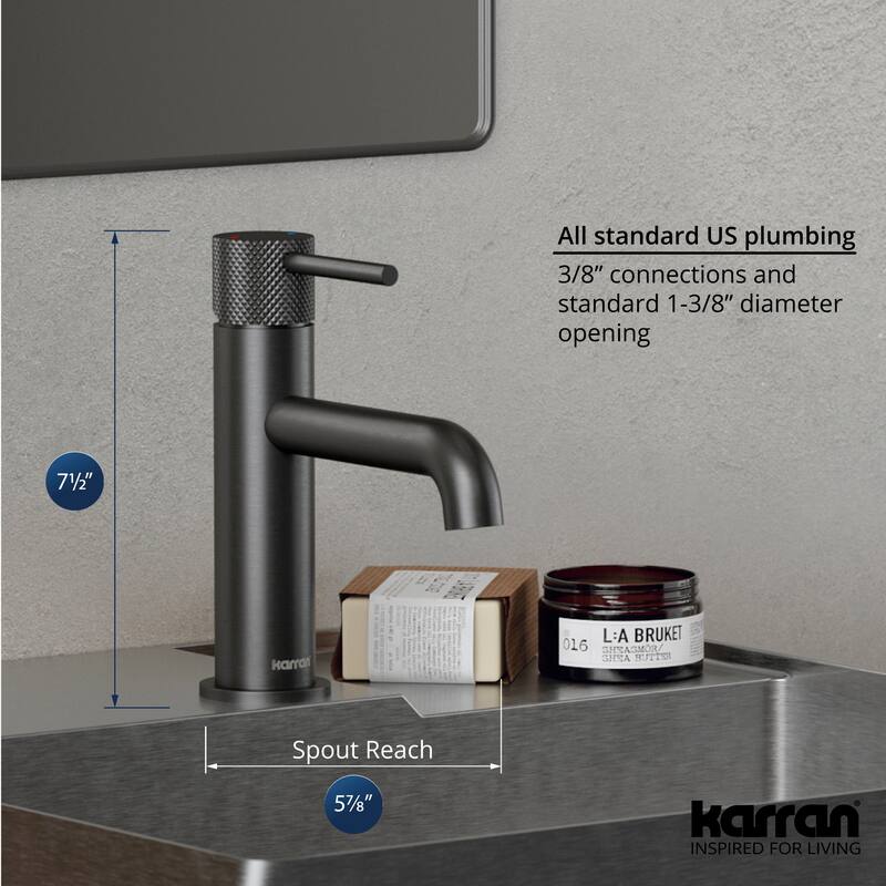 Karran Tryst KBF460 Single-Handle Single Hole Basin Bathroom Faucet with Matching Pop-up Drain