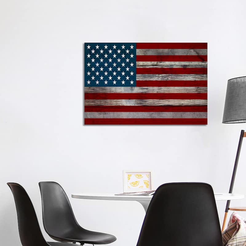 iCanvas "USA Flag on Wood Boards (U.S. Constitution Background) I" by iCanvas Canvas Print - 26x40x1.5