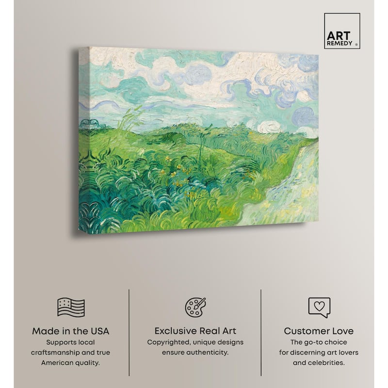 Green Wheat Fields Canvas by Art Remedy, Gallery Wrapped