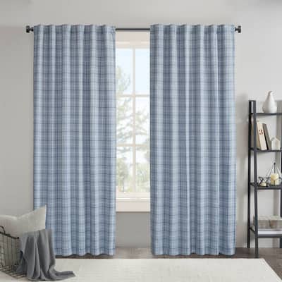 1PC Plaid Rod Pocket and Back Tab Curtain Panel with Fleece Lining