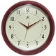 preview thumbnail 151 of 195, Infinity Instruments Round Retro Kitchen Wall Clock by Infinity Instruments 15 Inch - Red