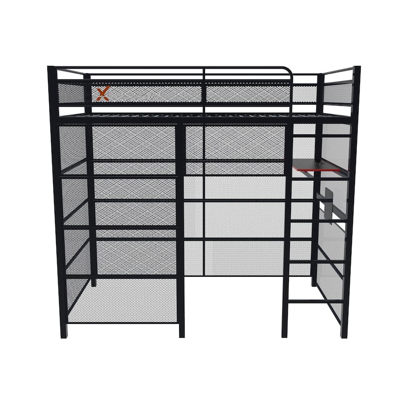 X Rocker Battle Den Gaming Bunk Bed with TV Mount, Twin, Black