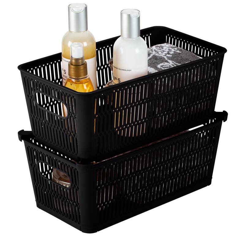 Simplify 4 Pack Slide 2 Stack It Storage Tote Baskets