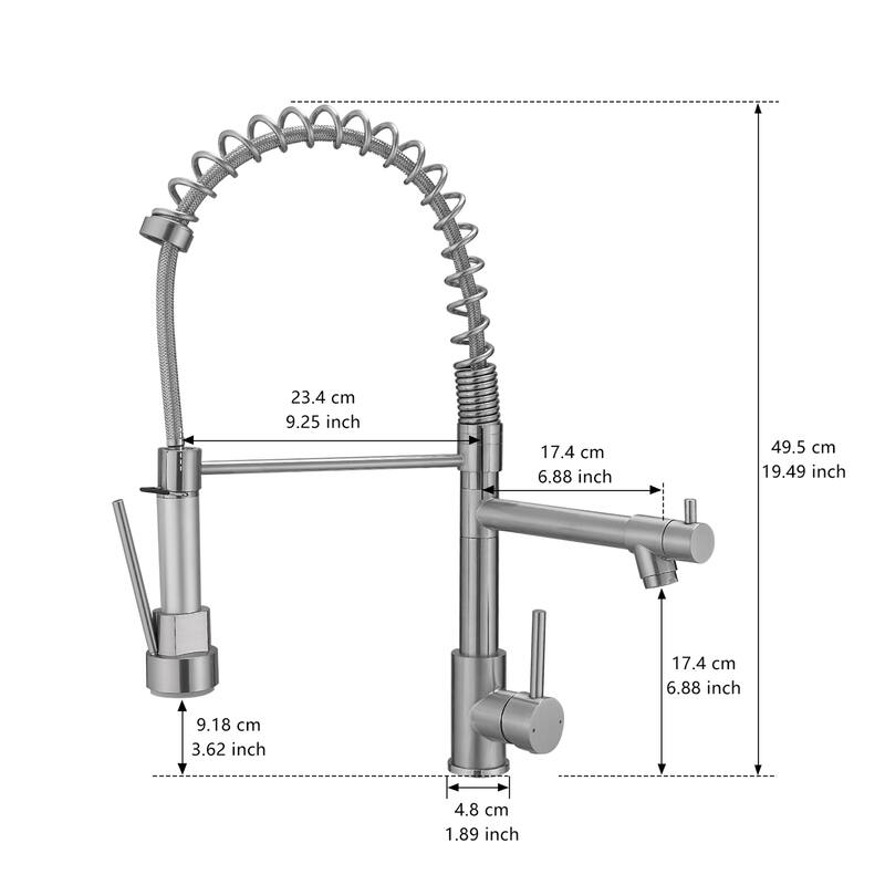 Commercial Stainless Kitchen Faucet w/ Pull-Down Sprayer,Single Handle