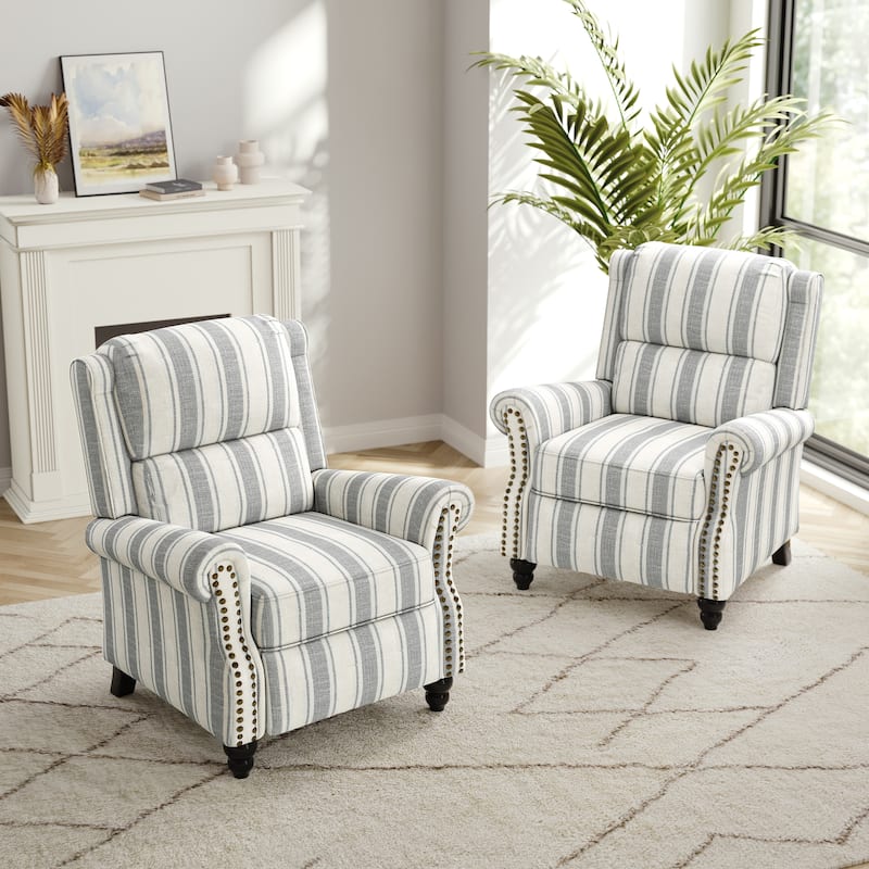 Nail-head Padded Seat Pushback Recliner Chair